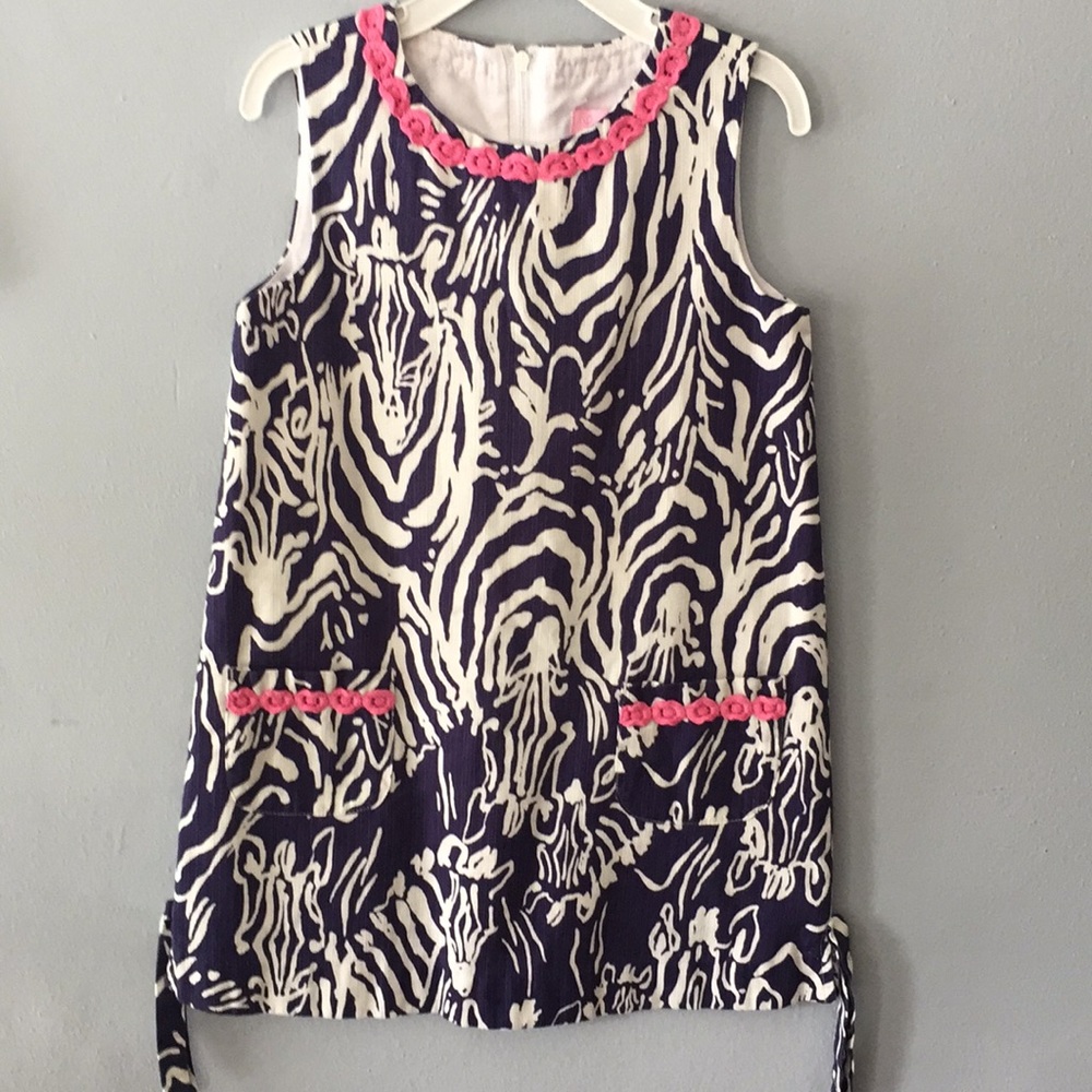 Lilly Pulitzer Girl 6 Zebra Navy and White Dress